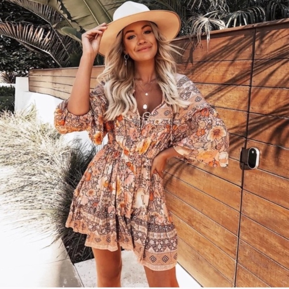 SOLD OUT Amethyst Blush Floral Bohemian Long Sleeve Dress - Picture 3 of 8